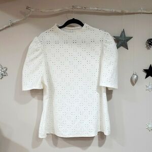 🔥3/$30🔥White Eyelet Puff Sleeve Top